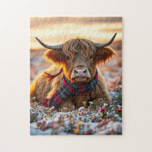 Highland Cow at sunset Jigsaw Puzzle