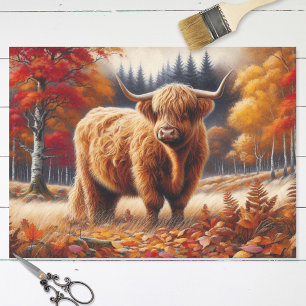 Highland Cow Autumn Watercolor Decoupage Tissue Paper