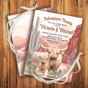 Highland Cow Baby and Mommy Baby Shower Desert Invitation