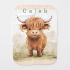 Highland cow baby burp cloth
