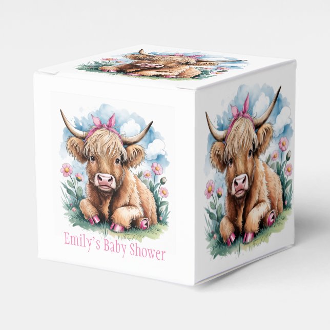 Highland Cow Baby Shower Bliss Favor Box (Front Side)