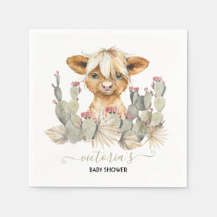 Highland Cow Baby Shower Cactus Napkin