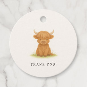 Highland Cow Baby Shower Favour Tags