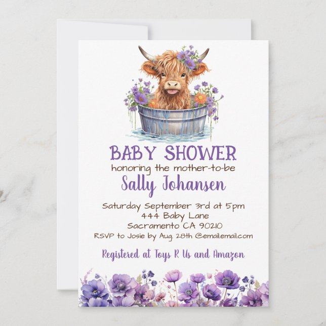 Highland Cow Baby Shower Invitation (Front)