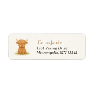 Highland Cow Baby Shower Return Address