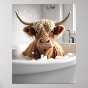 Highland Cow Bathroom Wall Art Poster Print