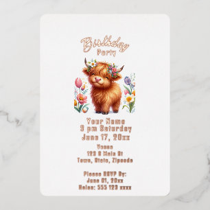 Highland Cow Birthday Invitation