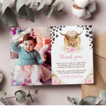 Highland Cow Birthday Party Thank You Card<br><div class="desc">Our Cow Thank You Cards are the perfect way to show gratitude and appreciation to your guests for celebrating with you. The design features a festive and colourful layout with space for a personalized message or a "thank you" note. They are perfect for sending out after the party to express...</div>