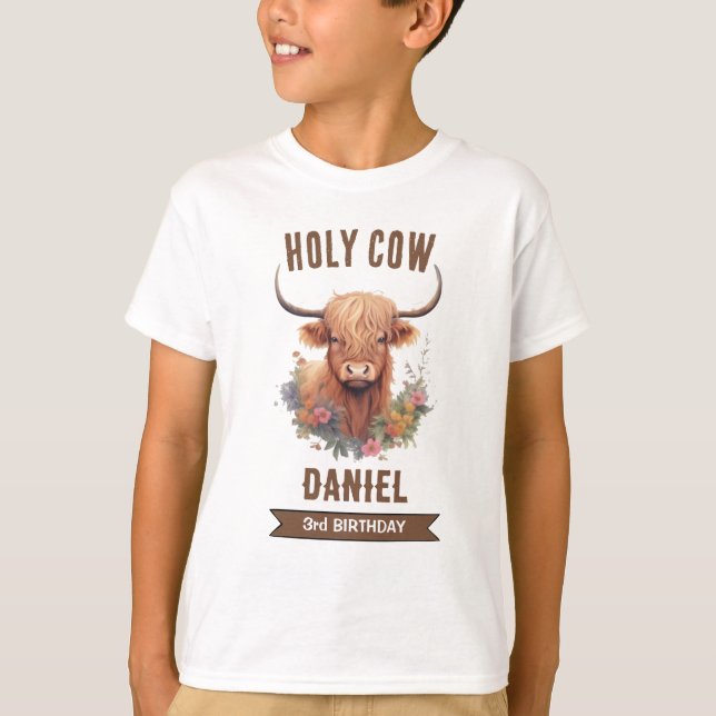 Highland Cow Birthday  T-Shirt (Front)