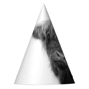 Highland Cow Black & White #4 Party Hat