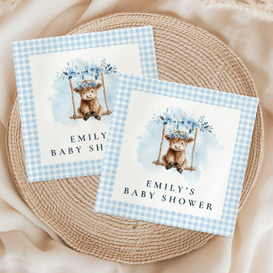 Highland Cow Blue Boy Baby Shower Napkin