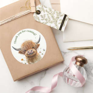 Highland cow boho party faveur autocollant