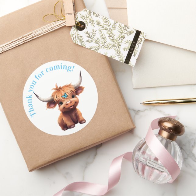 Highland cow boho party faveur autocollant (Cadeaux)