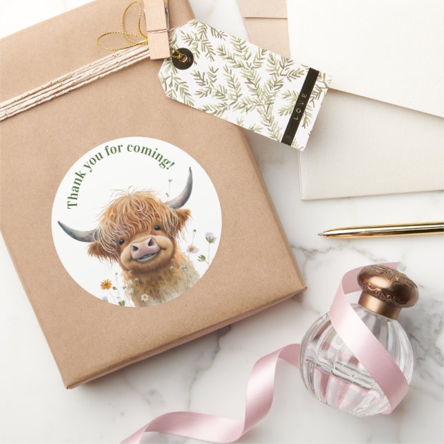 Highland cow boho party favour sticker (Gifting)
