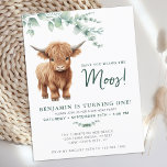 Highland Cow BohoGreenery Farm Animal 1st Birthday Invitation Postcard<br><div class="desc">Invite your friends and family to celebrate your childs birthday with this adorable highland calf and eucalyptus greenery 1st birthday invitations, party accessories and gifts . This cow birthday invitation features a hand-painted watercolor highland cow, perfect for farm and cow lovers! The design is modern and trendy, with a simple...</div>