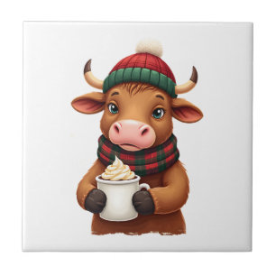 Highland Cow Brushstroke Christmas T-Shirt (2) Tile