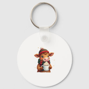 Highland Cow Brushstroke Christmas T-Shirt (4) Keychain
