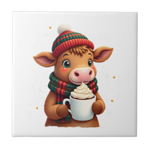 Highland Cow Brushstroke Christmas T-Shirt (4) Tile