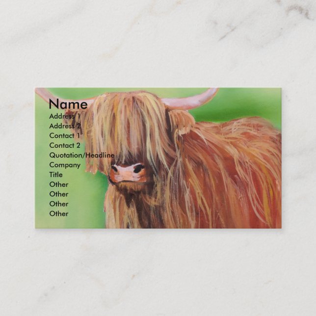 Highland cow business card (Front)