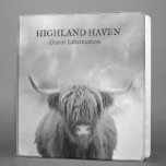 Highland Cow Cabin Guest Information 3 Ring Binder<br><div class="desc">This design was created through digital art. It may be personalized by clicking the customize button and change the background colour, adding a name, initials or your favourite words. Contact me at colorflowcreations@gmail.com if you with to have this design on another product. See more of my creations or follow me...</div>