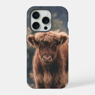 Highland cow calf autumn grass field iPhone 15 pro case