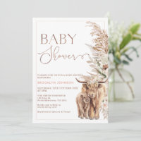Highland Cow Calf Floral Frame Baby Shower
