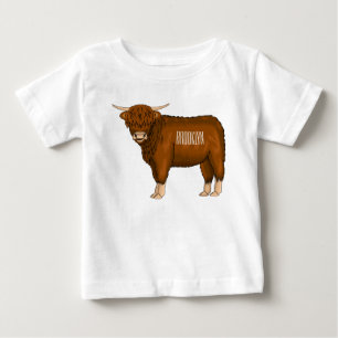 Highland cow cartoon illustration baby T-Shirt