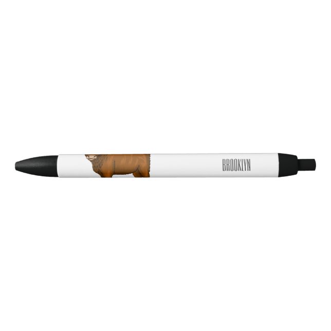 Highland cow cartoon illustration black ink pen (Front)