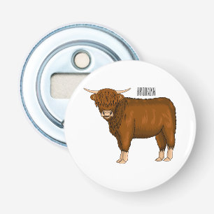 Highland cow cartoon illustration bottle opener