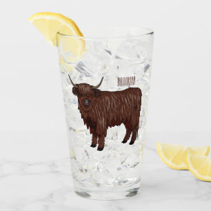 Highland cow cartoon illustration  glass