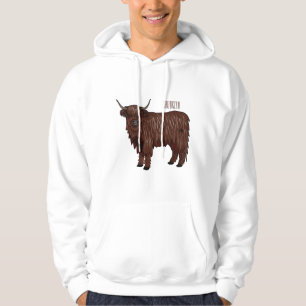 Highland cow cartoon illustration  hoodie