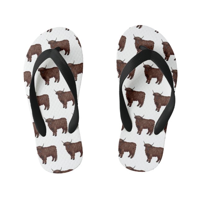 Highland cow cartoon illustration  kid's flip flops (Footbed)