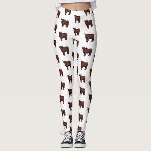 Highland cow cartoon illustration leggings