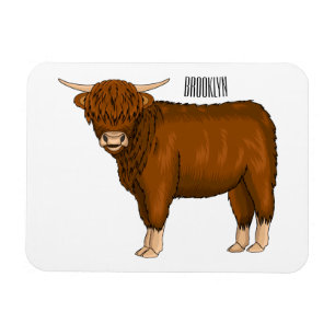 Highland cow cartoon illustration magnet