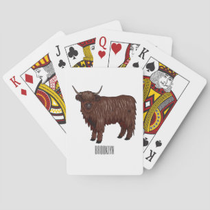Highland cow cartoon illustration  playing cards