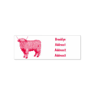 Highland cow cartoon illustration self-inking stamp