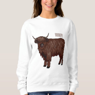 Highland cow cartoon illustration sweatshirt