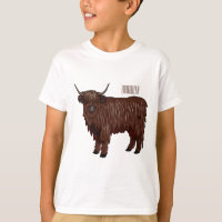 Highland cow cartoon illustration