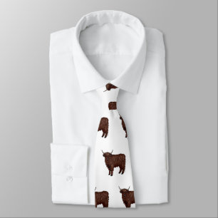 Highland cow cartoon illustration  tie