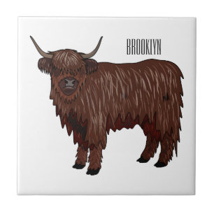 Highland cow cartoon illustration  tile