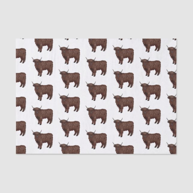 Highland cow cartoon illustration  tissue paper (Front)