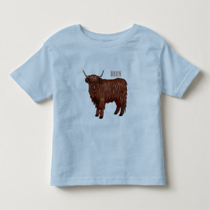 Highland cow cartoon illustration toddler t-shirt