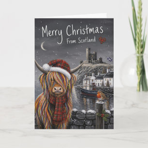 Highland Cow Christmas From Scotland Card