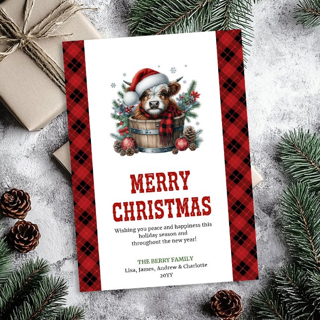 Highland cow Christmas greeting editable card (Highland cow Christmas greeting editable card)