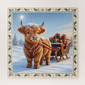 highland cow Christmas Jigsaw Puzzle