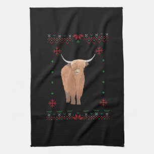 Highland Cow Christmas Kitchen Towel