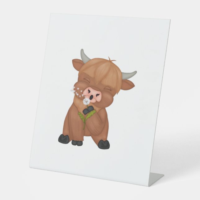 Highland Cow Christmas Merry and Bright, Scottish, Pedestal Sign (Front)