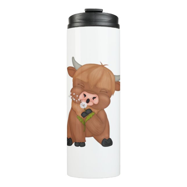 Highland Cow Christmas Merry and Bright, Scottish, Thermal Tumbler (Front)