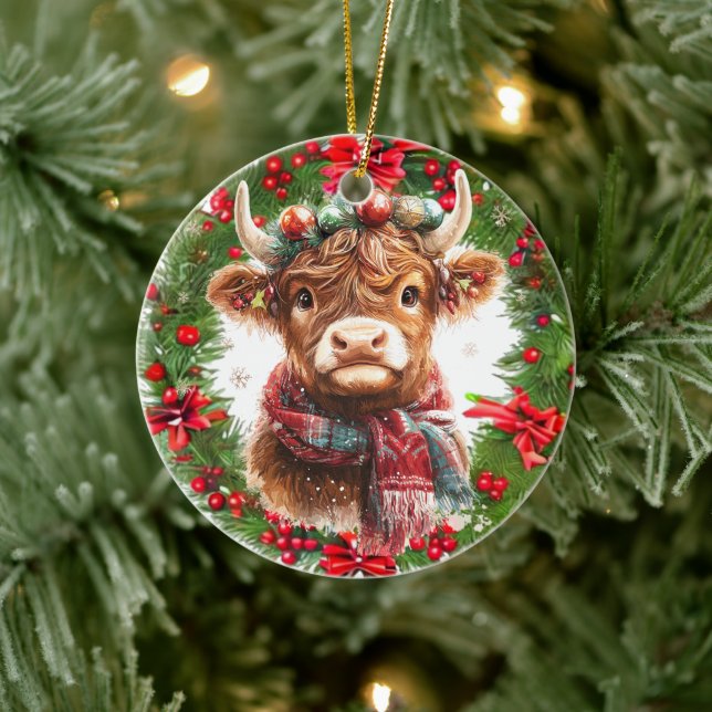 Highland Cow Christmas Ornament (Tree)