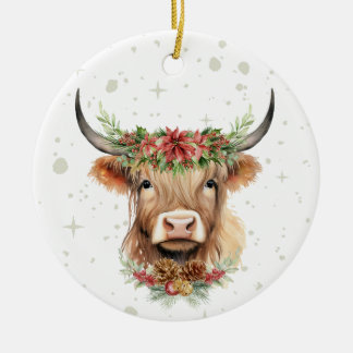 Highland Cow Christmas Ornament Personalized 